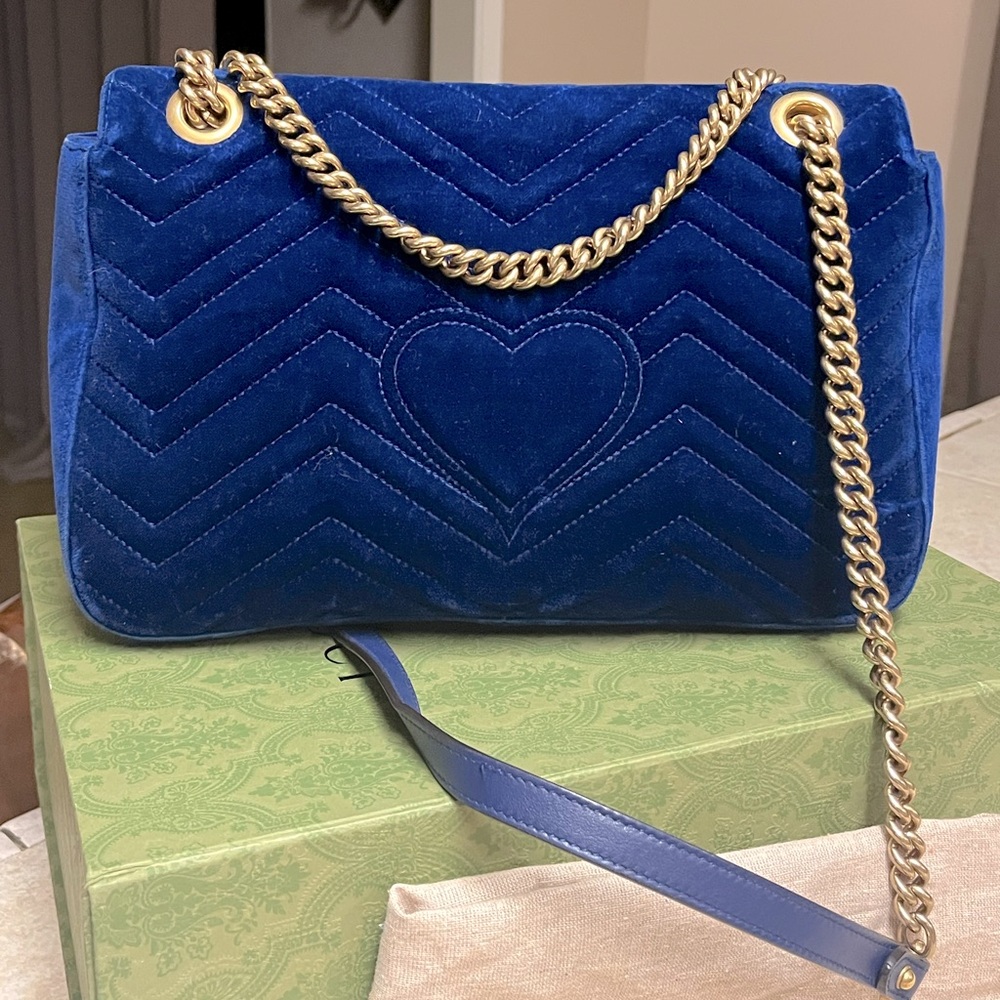 Gucci Big Blue Velvet Shoulder Bag(big size, not the mini/small) - Picture 2 of 16